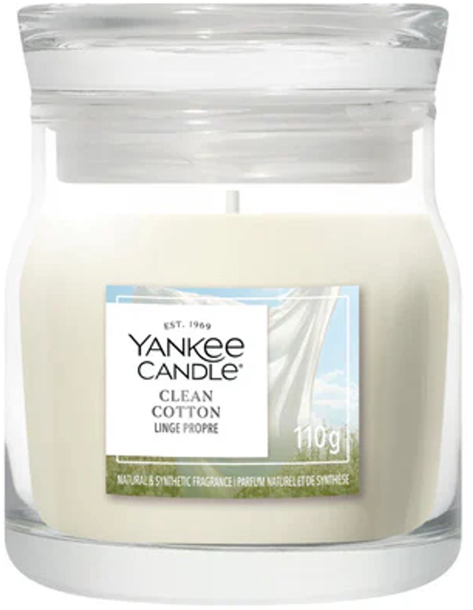 Yankee Candle Clean Cotton Small Jar Geurkaars - tot 30 branduren Wit