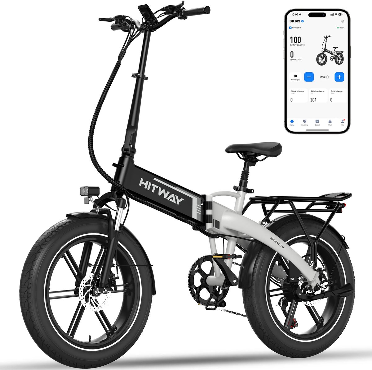 Bol.com Hitway Elektrische Fiets BK10S1 - 20*4.0 Inch Fat Tire City Commuter EBike met Afneembare 48V 13Ah Lithium Batterij - Op... aanbieding
