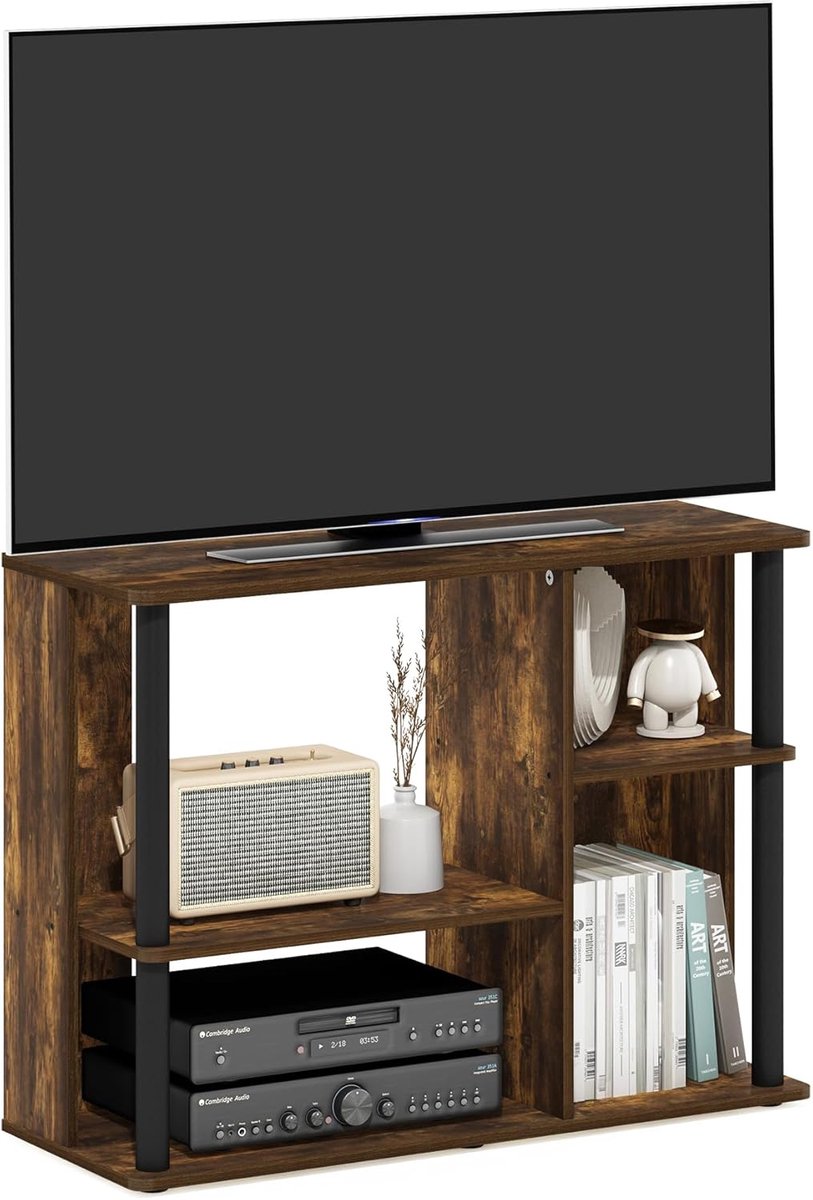 TV Meubel voor Televisies tot 40 Inch - Stijlvol Ontworpen Houtlook met Stevige Palen