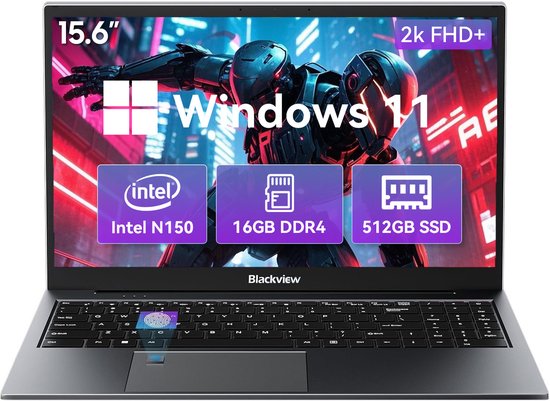 Blackview AceBook 8 Laptop - 15,6 inch FHD+ - Intel N150 - 16 GB RAM 512 GB SSD - Intel Graphics - QWERTY - Windows 11 Grijs - Blackview - Hoofdafbeelding