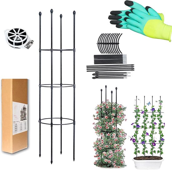 Set plantensteunen, inclusief montageonderdelen, handschoenen en rol met binddraad.