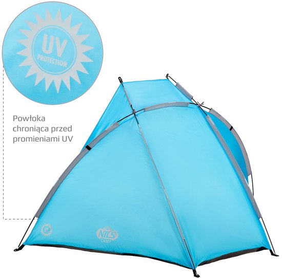 NILS CAMP NC3039 - Strandtent - Grijs - 210cm breed - UV beschermend van NILS CAMP — afbeelding 3