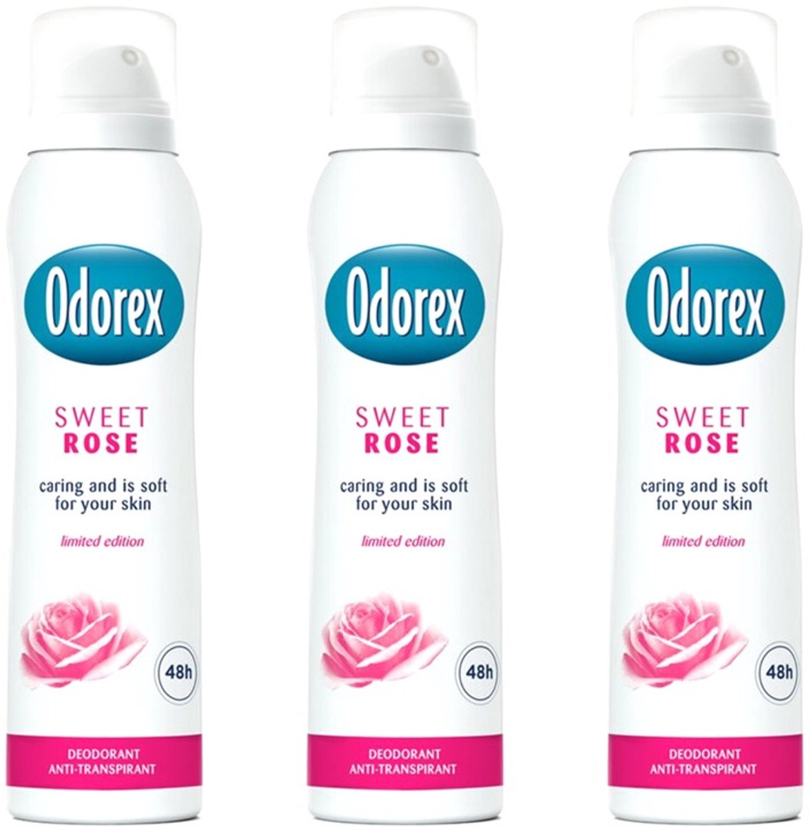 Odorex Deo Spray Sweet Rose - 3 x 150 ml Voordeelverpakking