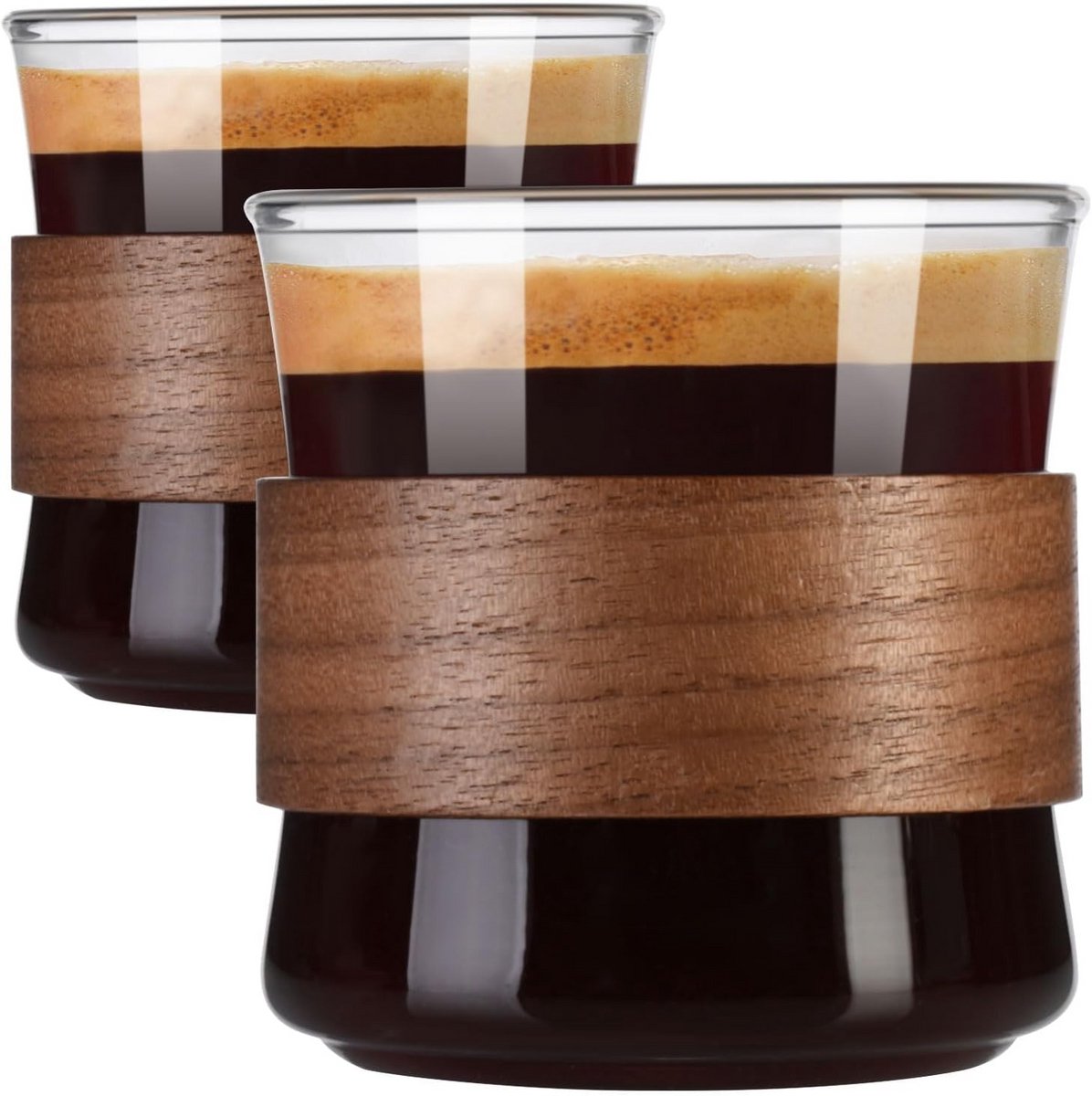 Geïsoleerde Espresso Kopjes Set van 2 - 8 oz Doorzichtig Borosilicaat Glas met Handvat