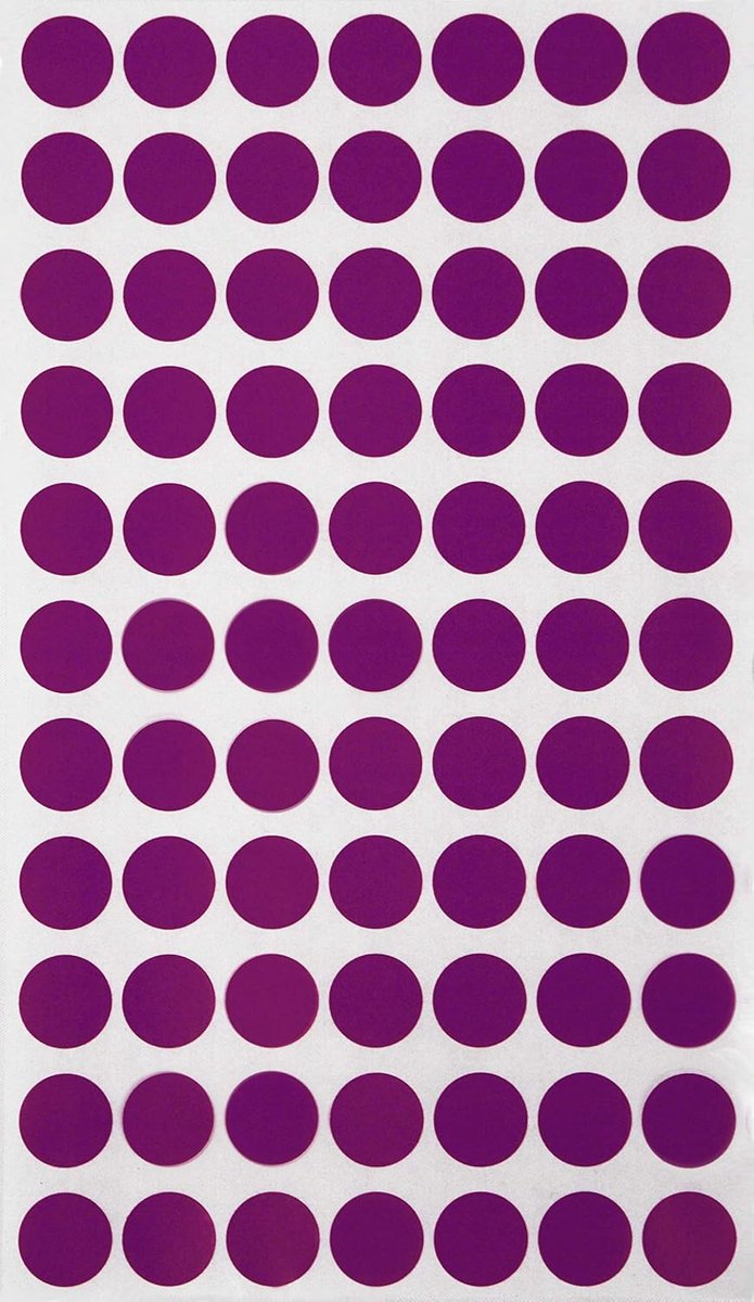 Verwijderbare Ronde Stip Stickers voor Kleurcodering - 15mm Paars - 770 Stuks