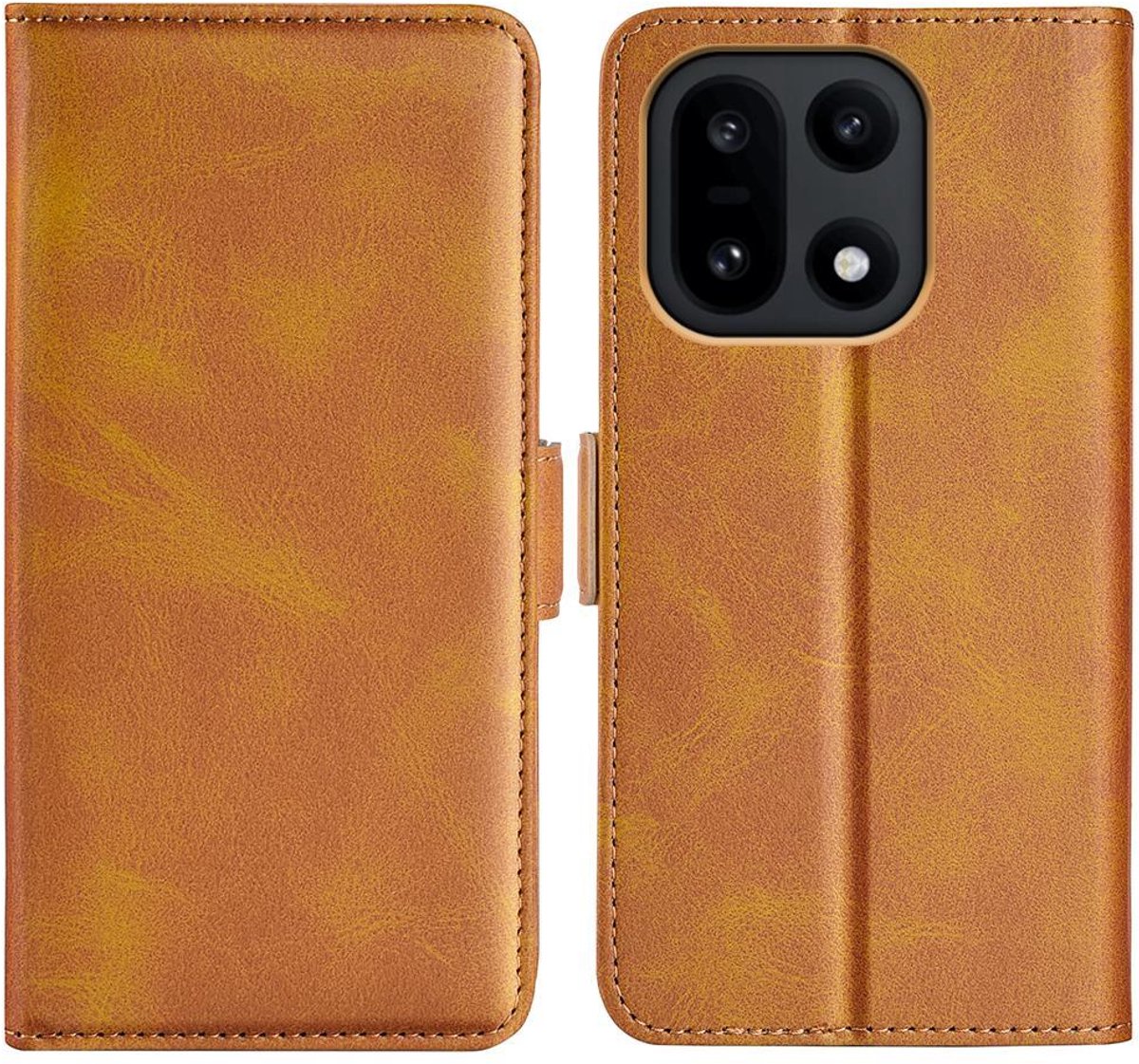 Mobigear Telefoonhoesje geschikt voor OnePlus 15 Hoesje | Mobigear Slim Magnet Bookcase Portemonnee | Pasjeshouder voor 3 Pasjes | Telefoonhoesje voor Pinpas / OV Kaart / Rijbewijs - Cognac