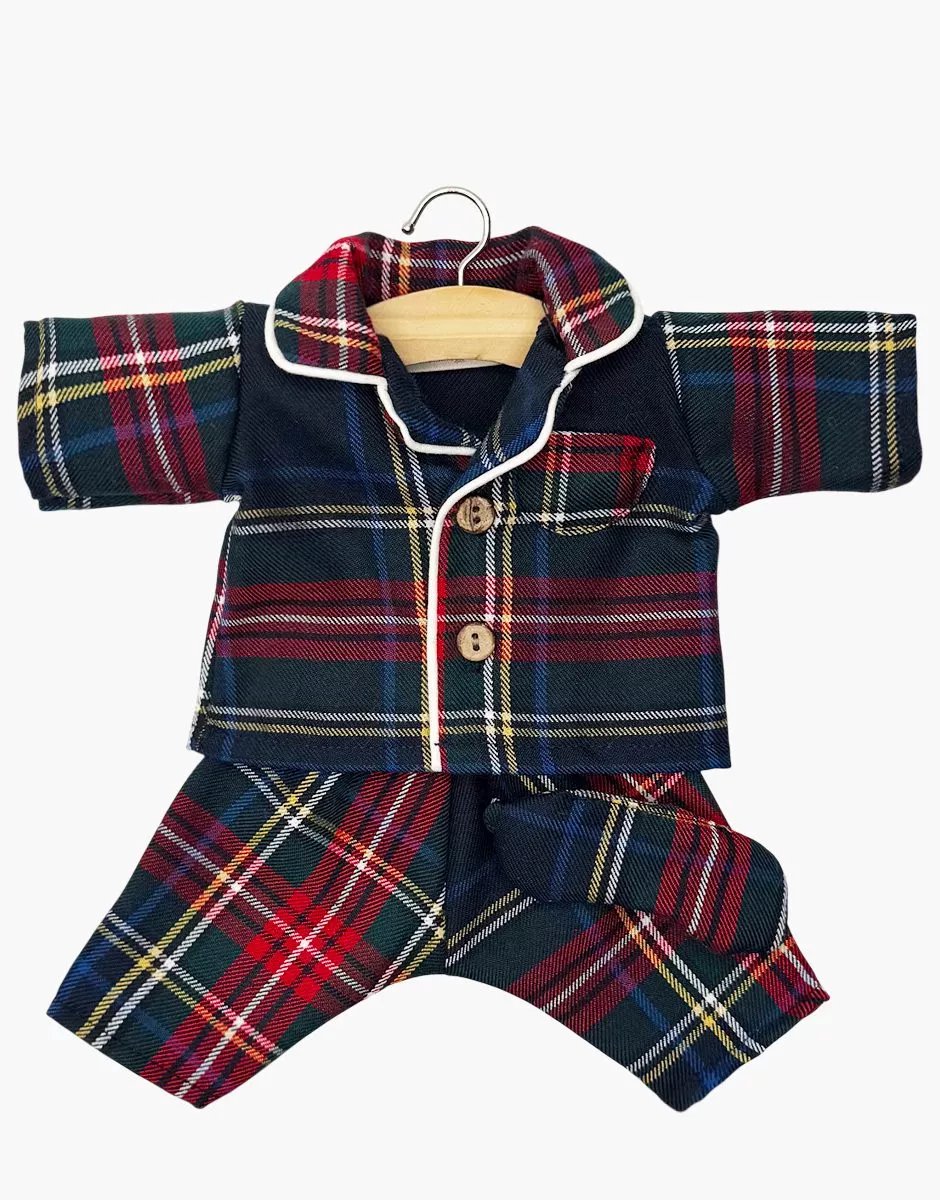 Minikane Gordi Poppenkleding Pyjama Eden Geruit Donkerblauw 34 cm