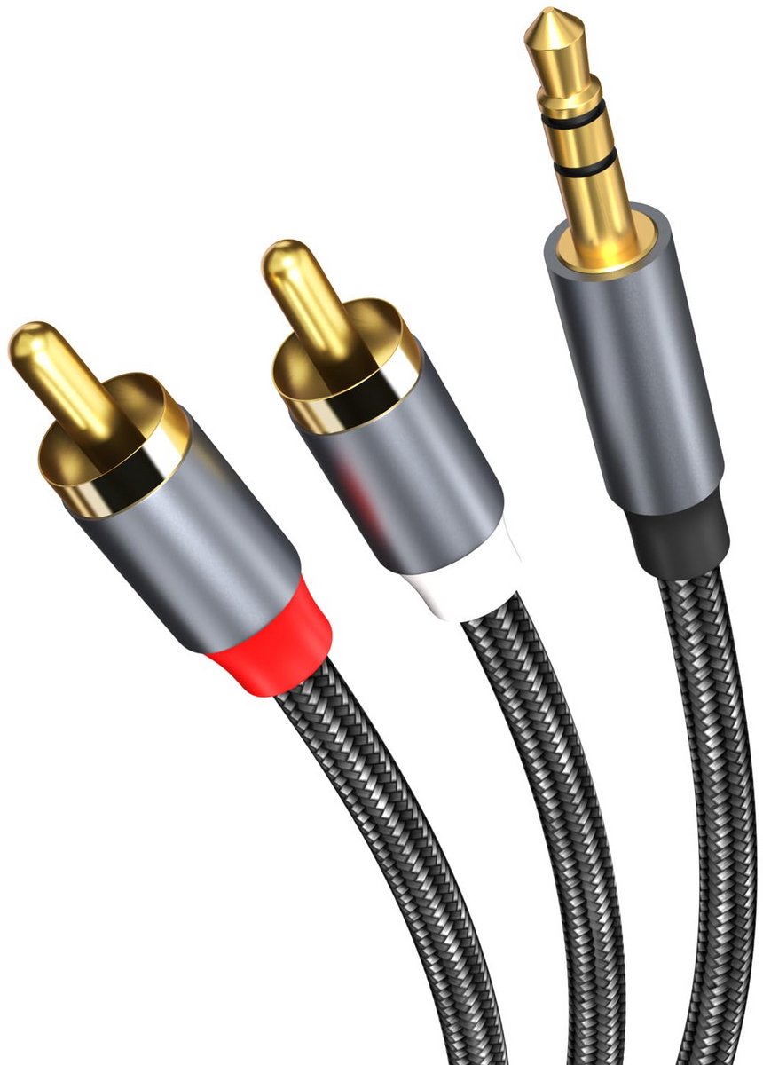 RCA naar 3,5mm Aux Kabel - 3,5mm naar 2 RCA Y Splitter - Audio Kabel voor Smartphones, MP3, Tablets, Speakers - 1,2m