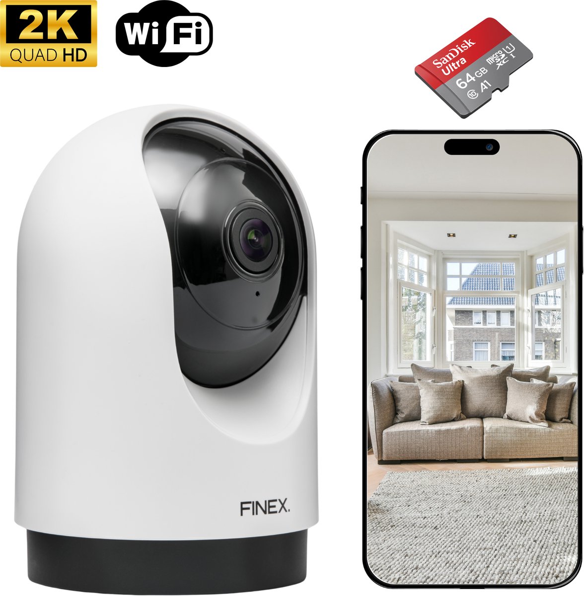 Finex™ Binnenhuiscamera 2K met Nachtzicht en Auto-Tracking - Product - €54,90