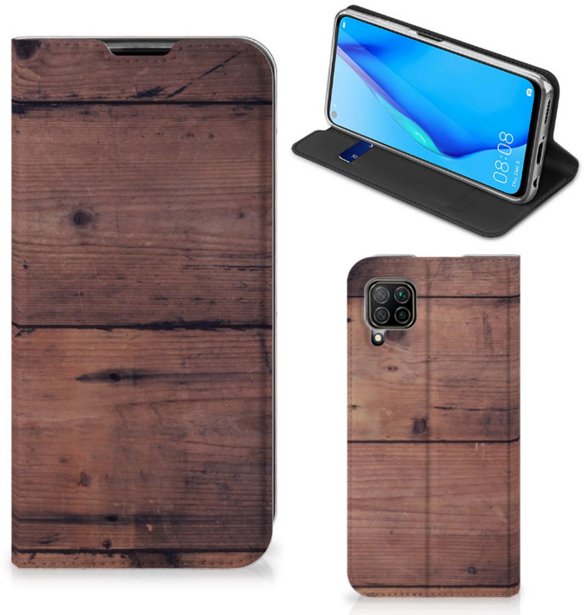 Book Case voor Huawei P40 Lite Book Wallet Case Old Wood