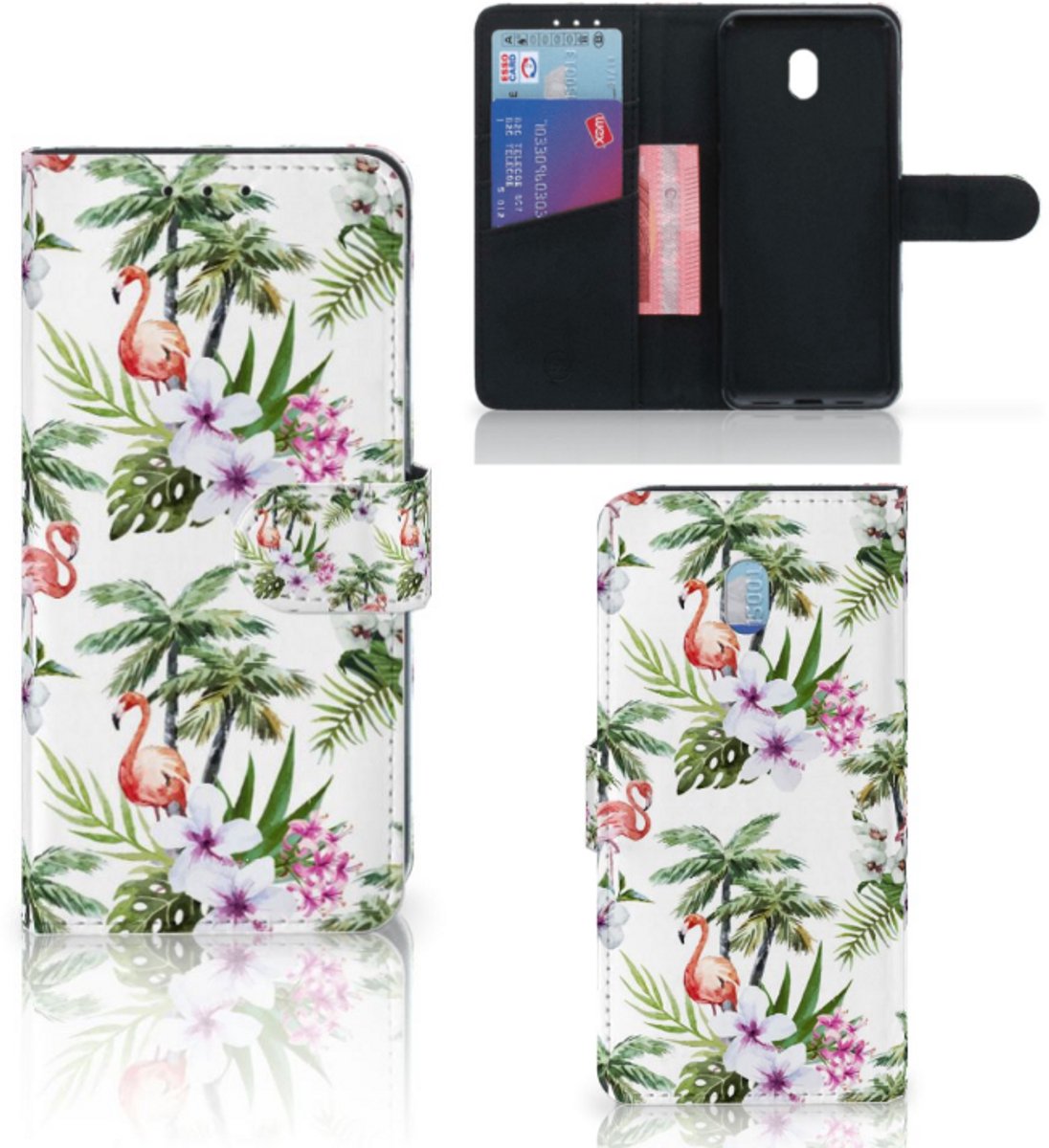 Xiaomi Redmi 8A Telefoonhoesje met Pasjes Flamingo Palms