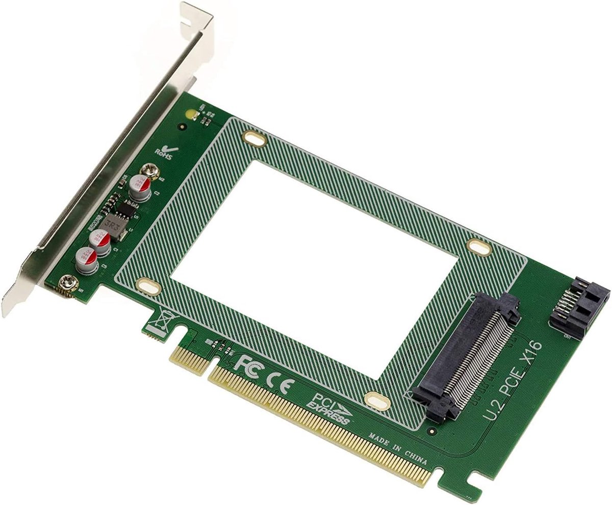 PCIe x16 Controller Card voor NVMe U.2 SSD's