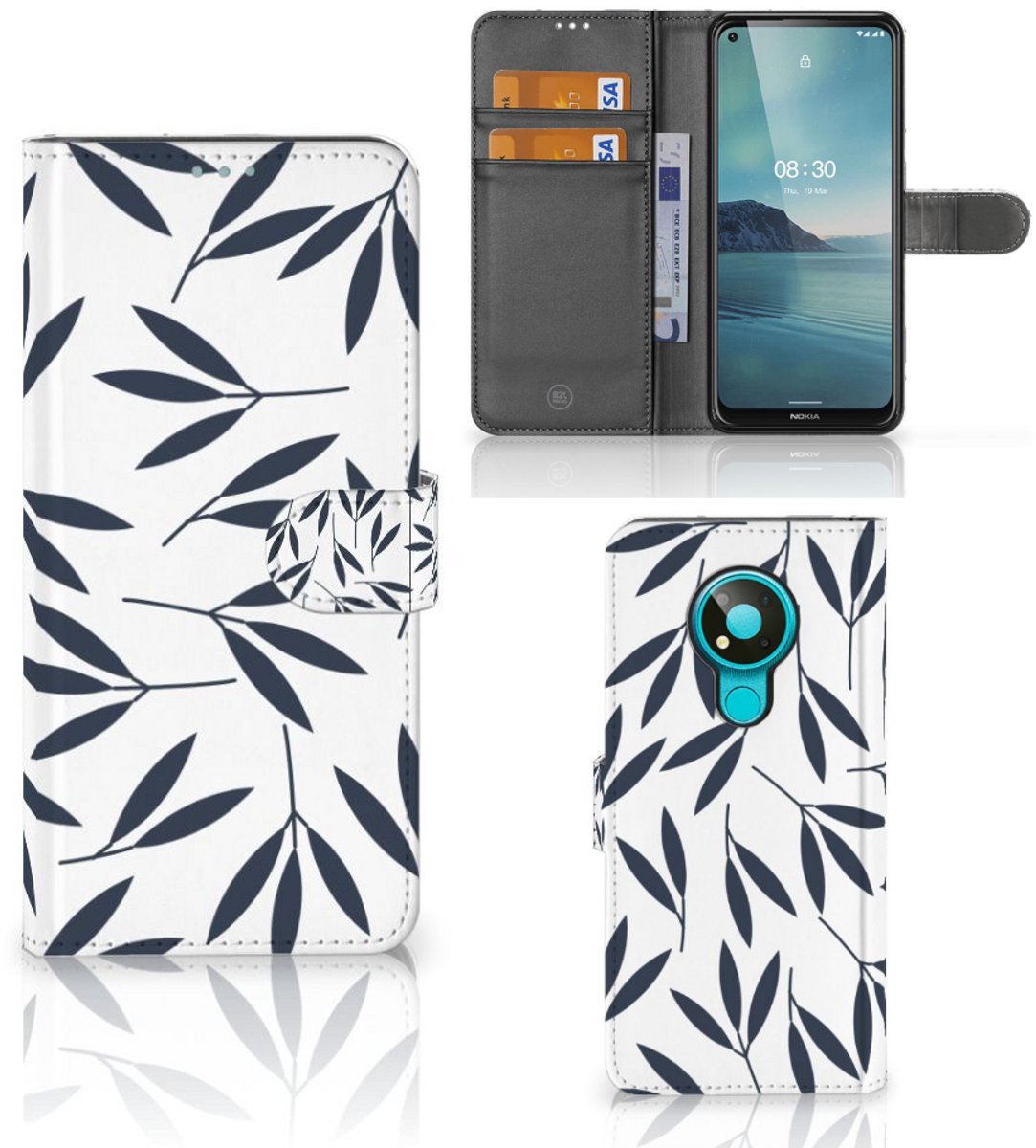 Nokia 3.4 Hoesje Leaves Blue