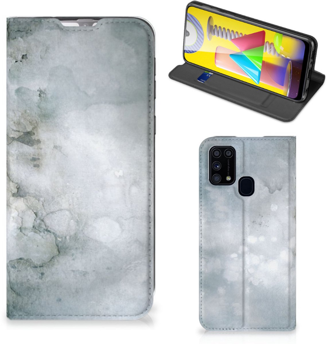 Bookcase Samsung Galaxy M31 Painting Grey