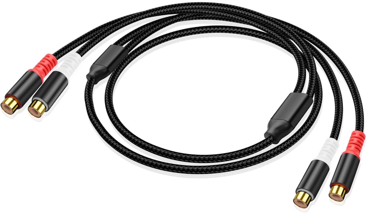Stereo audiokabel 2RCA naar 2RCA - Vergulde adapter voor versterker en dvd-speler - 6 ft