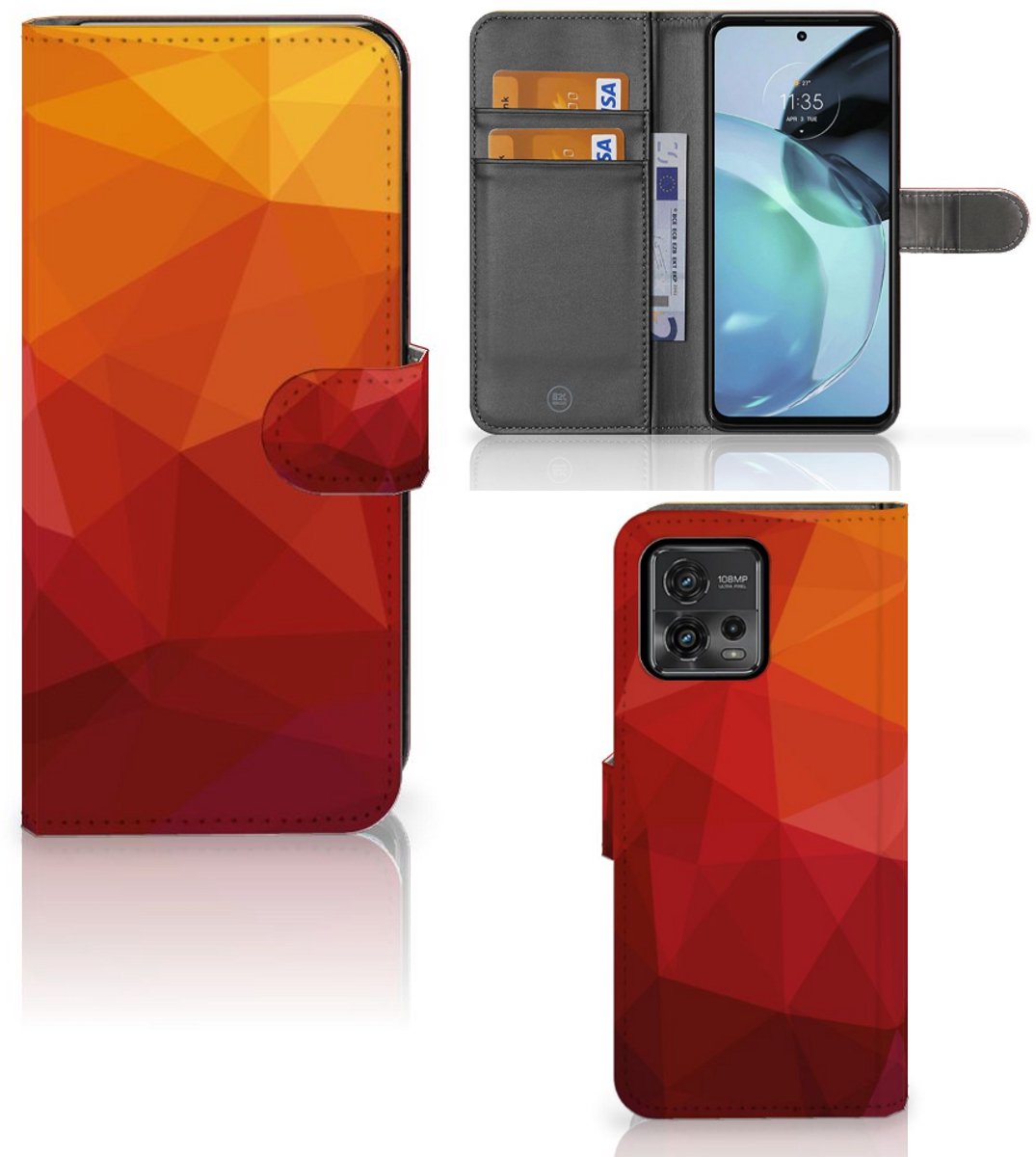 Book Case voor Motorola Moto G72 Polygon Red