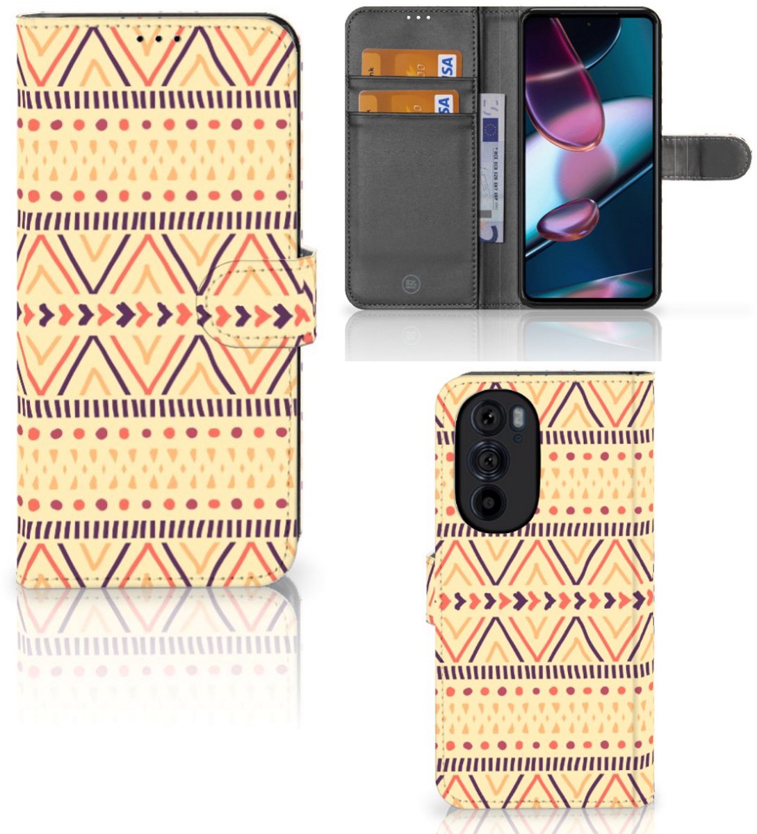 Motorola Edge 30 Pro Telefoon Hoesje Aztec Yellow