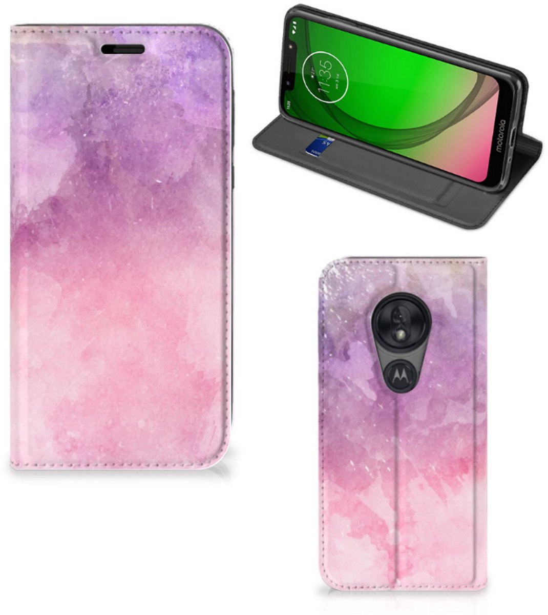 Bookcase Motorola Moto G7 Play Pink Purple Paint