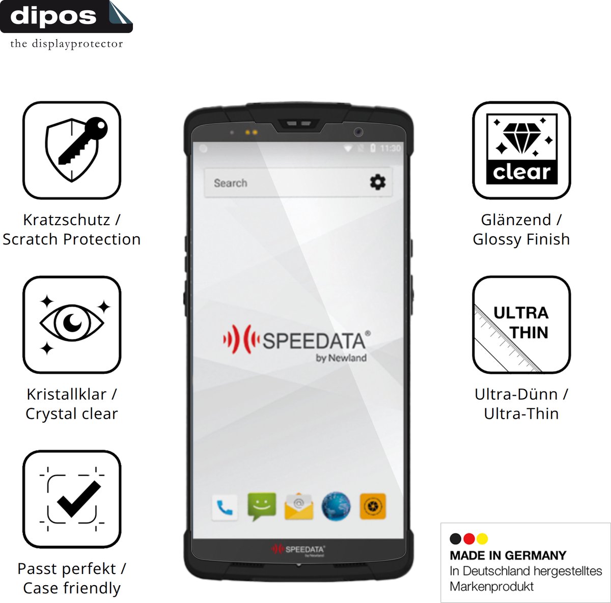 dipos – 4x Beschermfolie geschikt voor Newland SD55 Lynx UHF | Krasbestendige & heldere Screenprotector Ultra-Thin