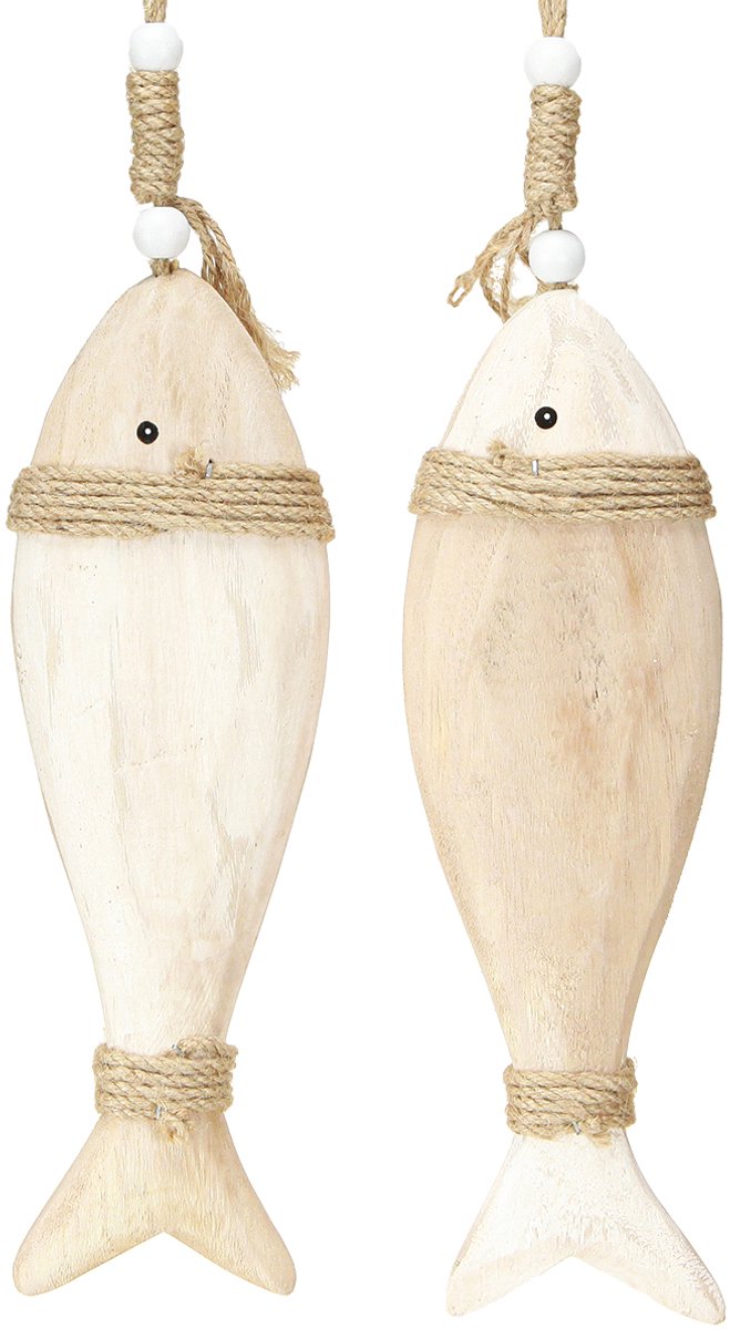 Houten vis decoratie maritieme hanger Paulownia hout 27cm 2st, 2 Stück