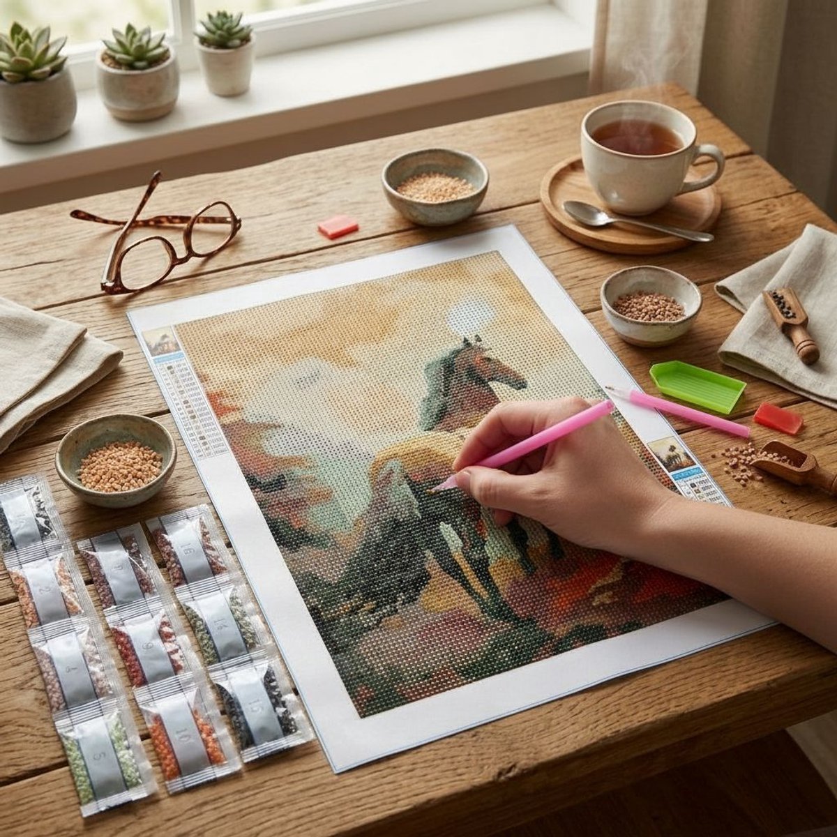 Diamond Painting - 30x40 cm – Diamond Painting Kit met Steentjes – Diamant Schilderij Knutselset – Diamond Art voor Volwassenen en Kinderen – DIY Hobby Set - 1 Willekeurige Variant — afbeelding 2