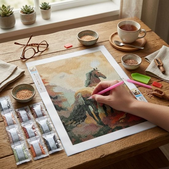 Diamond Painting - 30x40 cm – Kit Diamond Painting avec Pierres – Tableau Diamant Ensemble de Loisirs Créatifs – Diamond Art pour Adultes et Enfants – Ensemble DIY Hobby - 1 Variante Aléatoire