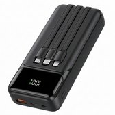 Riapow Portable Solar Power Bank 27000 mAh with 3 Integrated Cables and 3 Outputs, Outdoor Camping Accessories, USB C, External Battery for Smartphones and Tablets