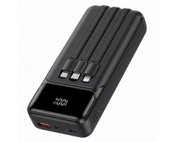 Lugia Titan Powerbank 30000 mAh – 22.5W Snelladen – USB-C & USB-A – Ingebouwde USB-C & Lightning Kabel – Digitale Display – Zwart