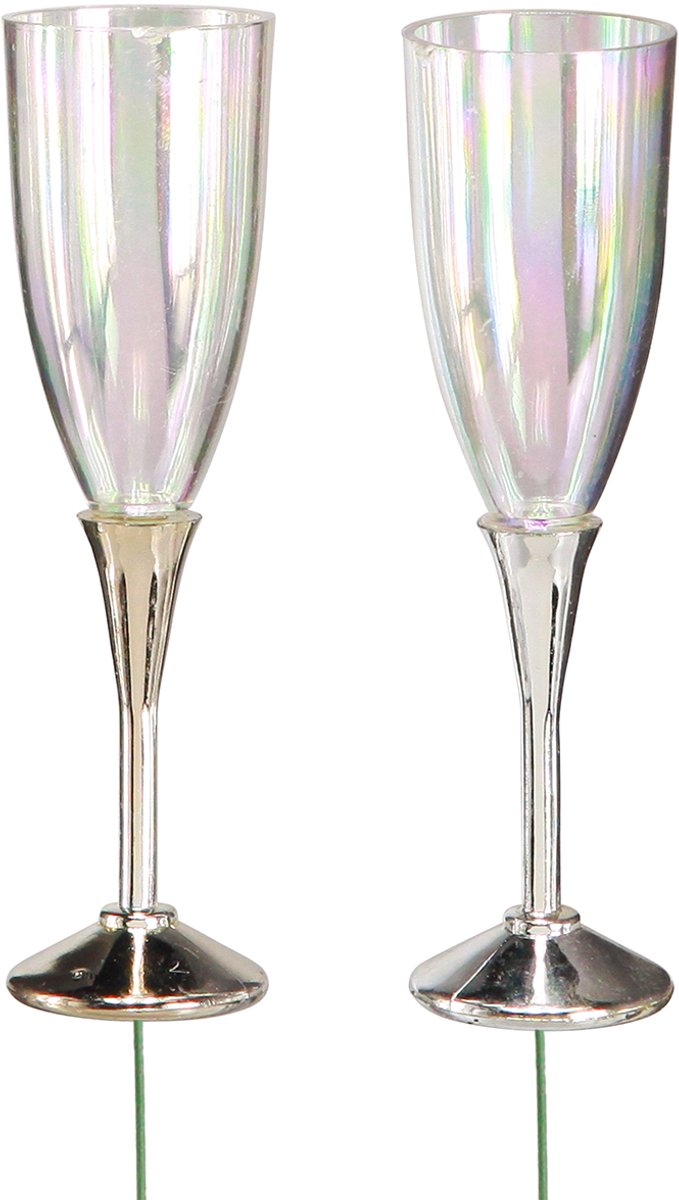Oudjaarsavonddecoratie om champagneglas op draad te plakken H9,5cm 8 s