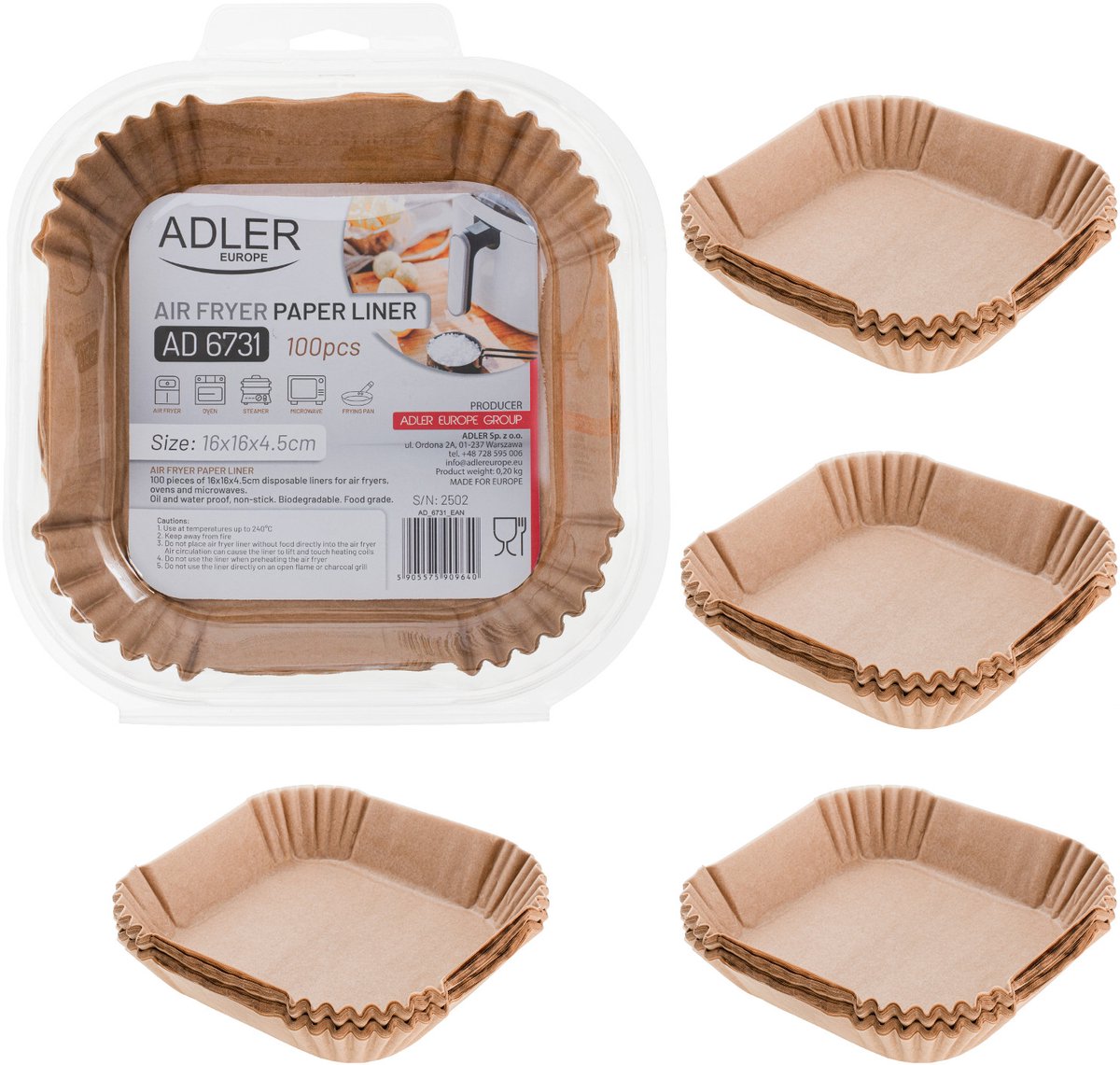 Adler AD 6731 - Airfryer Bakpapier - Antiaanbak - Ø 16 cm - 500 Stuks