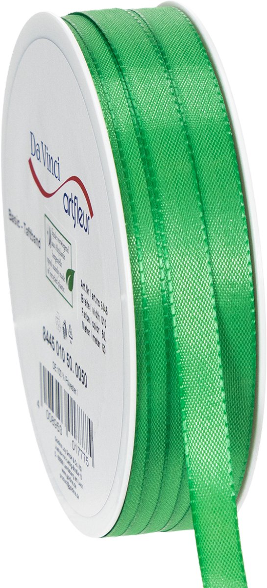 Cadeau- en decoratielint, groen taftlint, 10 mm breed, 50 m lang