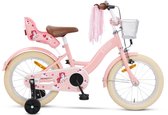 SJOEF Dolly Meisjesfiets 16 inch - Kinderfiets 4, 5 & 6 jaar - Unicorn - Fiets 16 inch - Zijwieltjes - Roze