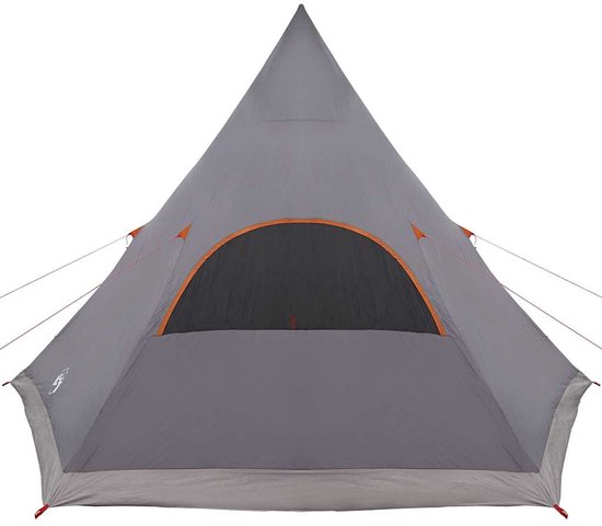 vidaXL - Teepee - Tent - voor - 5 - Personen - 5-persoons - Grijs - en - Oranje — afbeelding 5