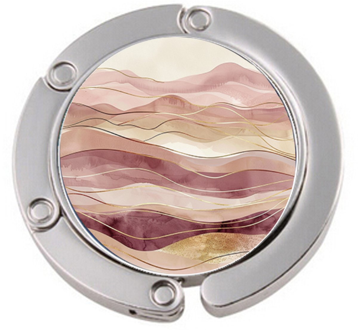 Mitear.nl Tassenhanger – Opvouwbare tashanger voor tafel – Abstract wave – Roze goud / roségoud