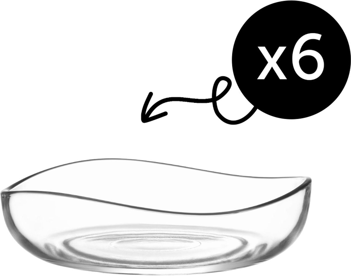 LAV | Vira glazen kommen 195 ml Set van 6 stuks | Dessertkommen | Voorgerecht dip schalen | Stijlvol ontworpen stapelbare glazen schalen | Vaatwasser bestendig
