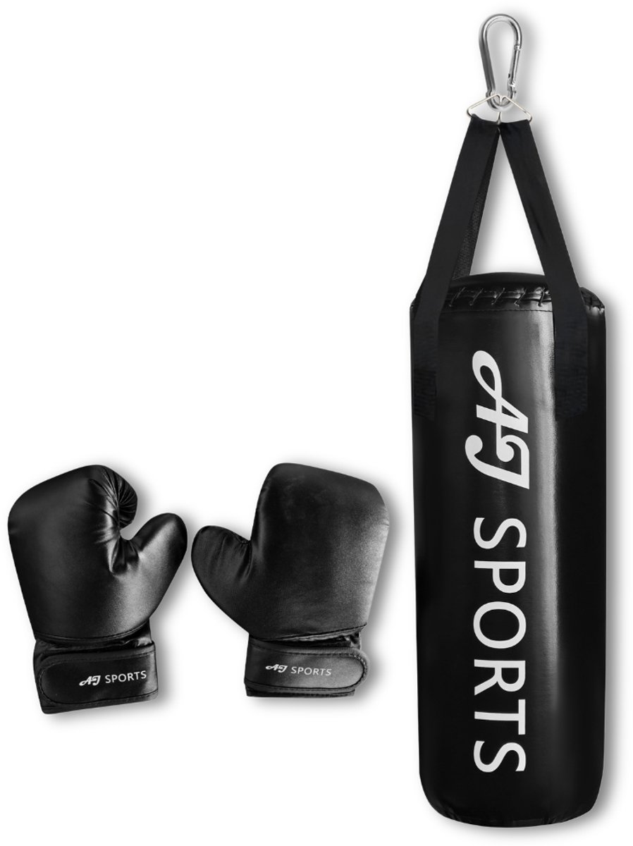 AJ-Sports Hangende Bokszak set junior - Bokszak kind - 7 KG - Boksset voor Kinderen - Kickboksen - Kinder Bokszak & Bokshandschoenen - Bokszak set - Boksbal kinderen - Bokszak kinderen - Zwart