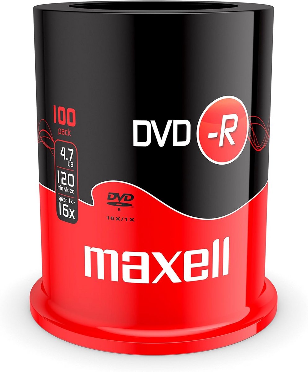 DVD-R Schijfjes 16x Snelheid, 4,7GB, 120 Minuten, 100 Stuks