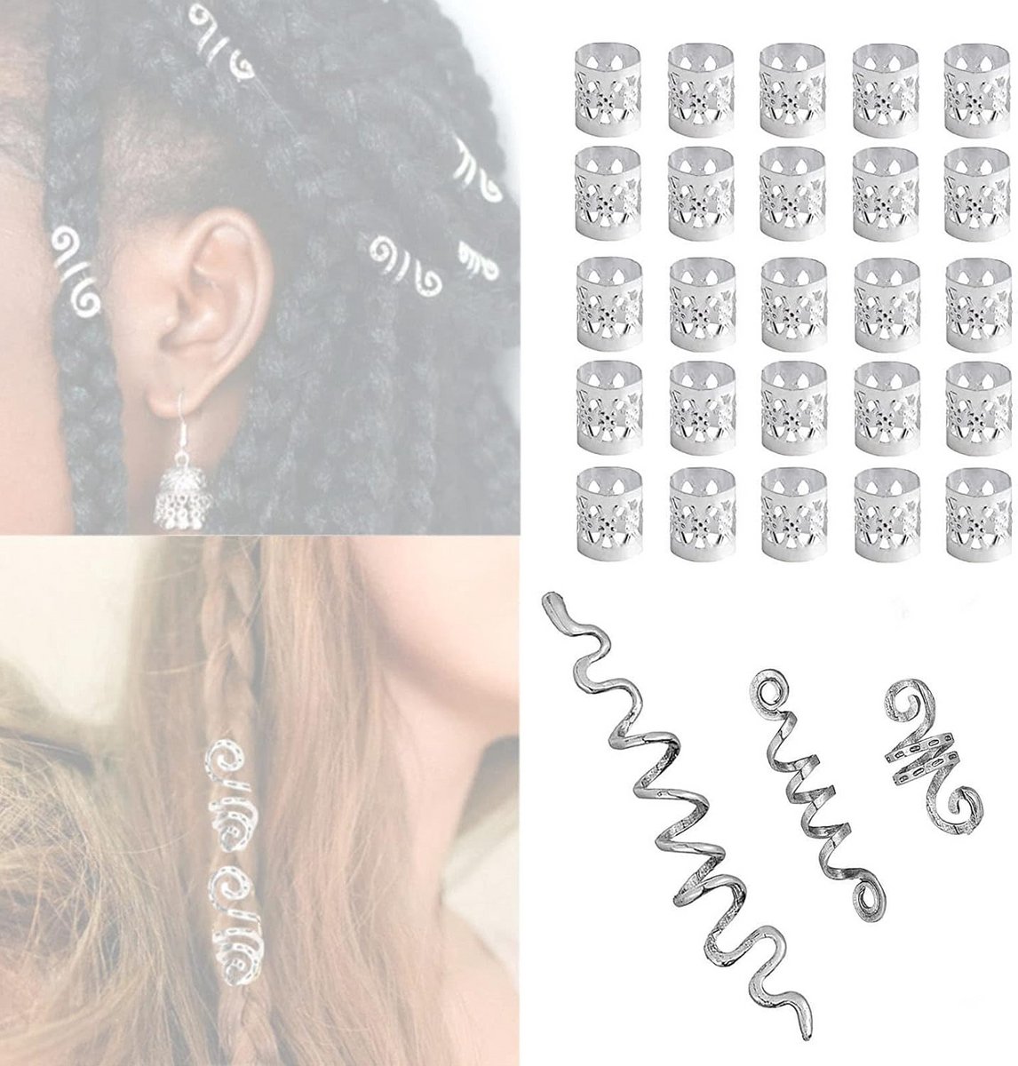 Verstelbare haaraccessoires voor dreadlocks - 28 stuks DIY sieraden