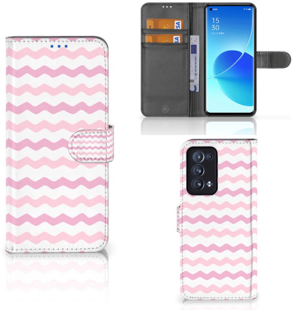 OPPO Reno 6 Pro Plus 5G Telefoon Hoesje Waves Roze