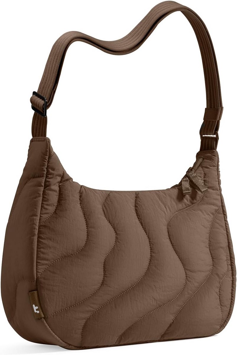 Trendy Puffer Sling Tas voor Dames - Gewatteerde Nylon Halvemaan Schoudertas met Verstelbare Band voor Reizen en Dagelijks Gebruik