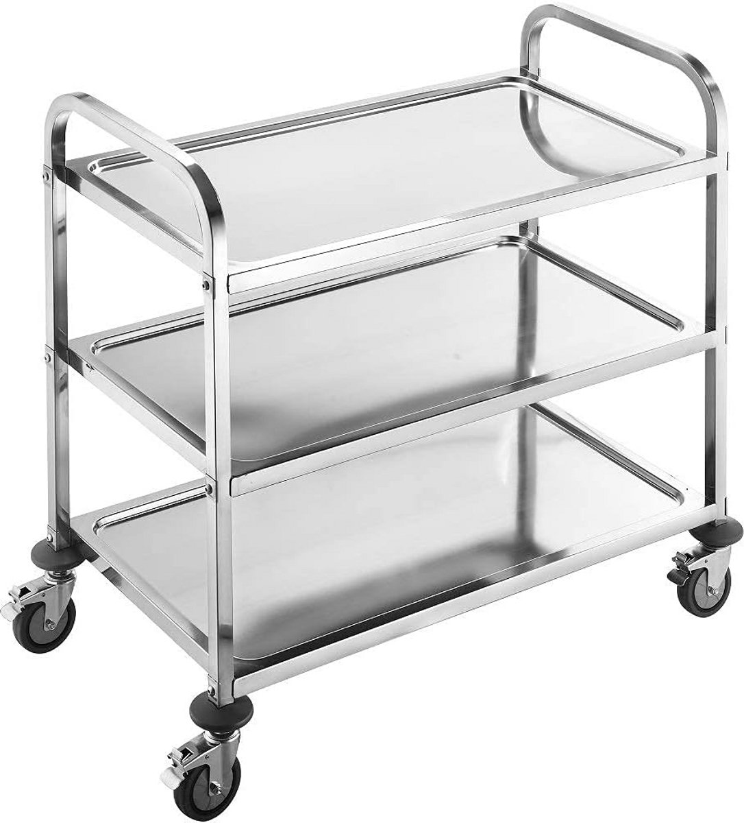 RVS Serveerwagen met 3 Etages voor Keuken en Horeca
