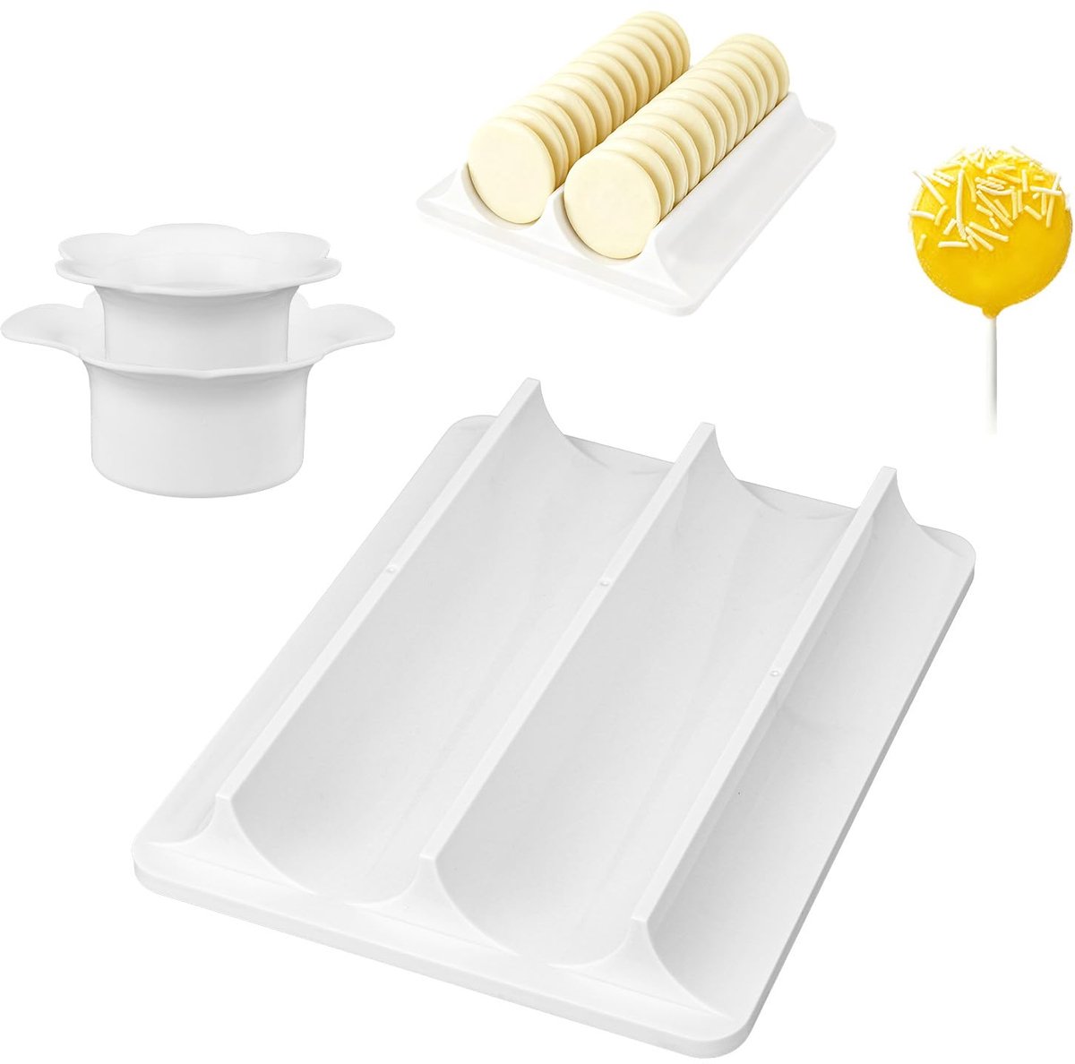 Cake Pop Cutter Set - Ronde Mallen met Tray en 100 Stokken - BPA-vrij