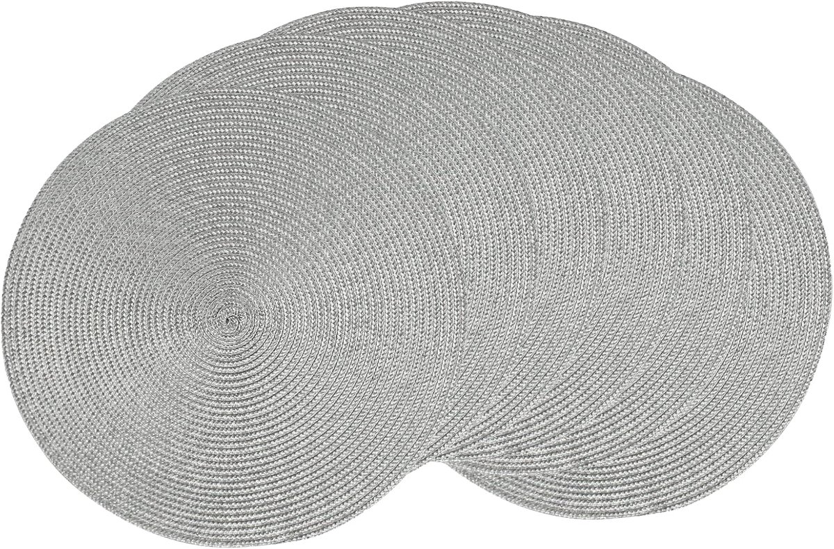 Set van 6 Ronde Gevlochten Placemats (35 cm) - Natuurlijk Geweven Tafelmat Hittebestendig