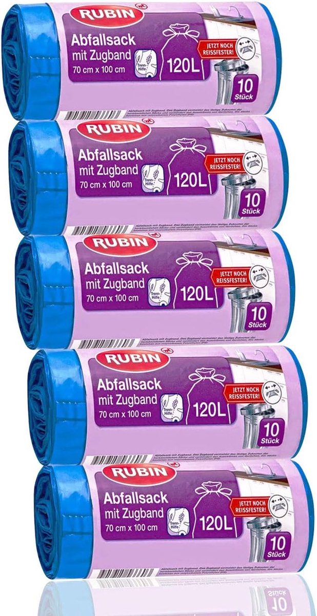 Vuilniszakken met trekkoord 120 liter - 50 stuks