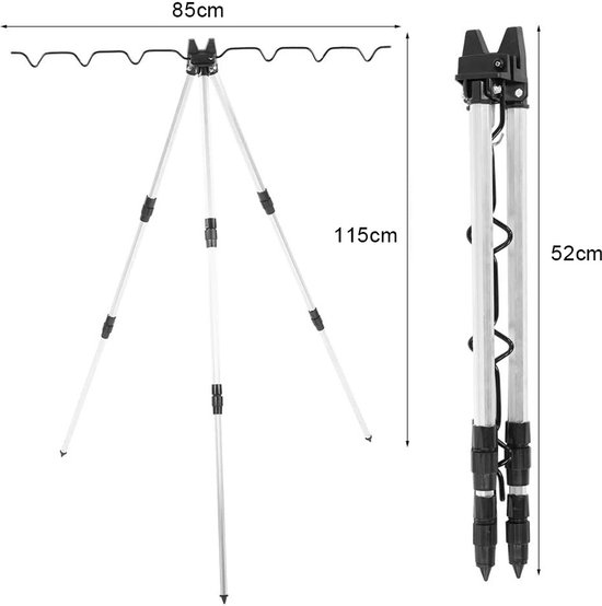 Draagbare - Opvouwbare Hengelhouder - Statief van Aluminiumlegering - Multifunctioneel Hengelframe voor Zeeklimmen - Geschikt voor Zeehengels, Werphengels en Rotshengels - Zilver van Merkloos — afbeelding 5