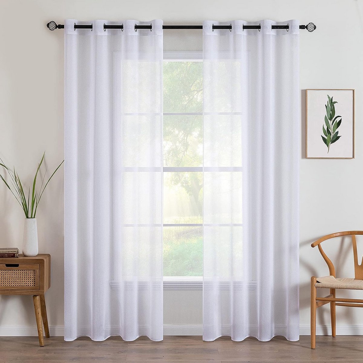 Elegante doorschijnende raamgordijnen 140 cm x 224 cm voor slaapkamer en woonkamer