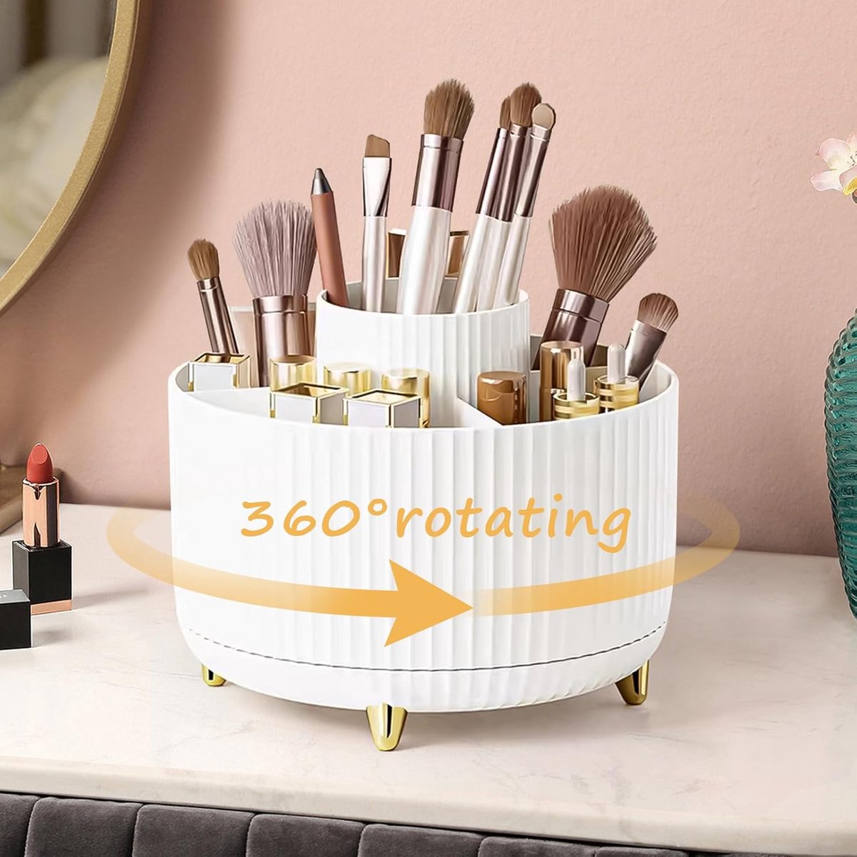 Draaibare Cosmetische Make-up Organizer - Grote Capaciteit voor Slaapkamer en Badkamer