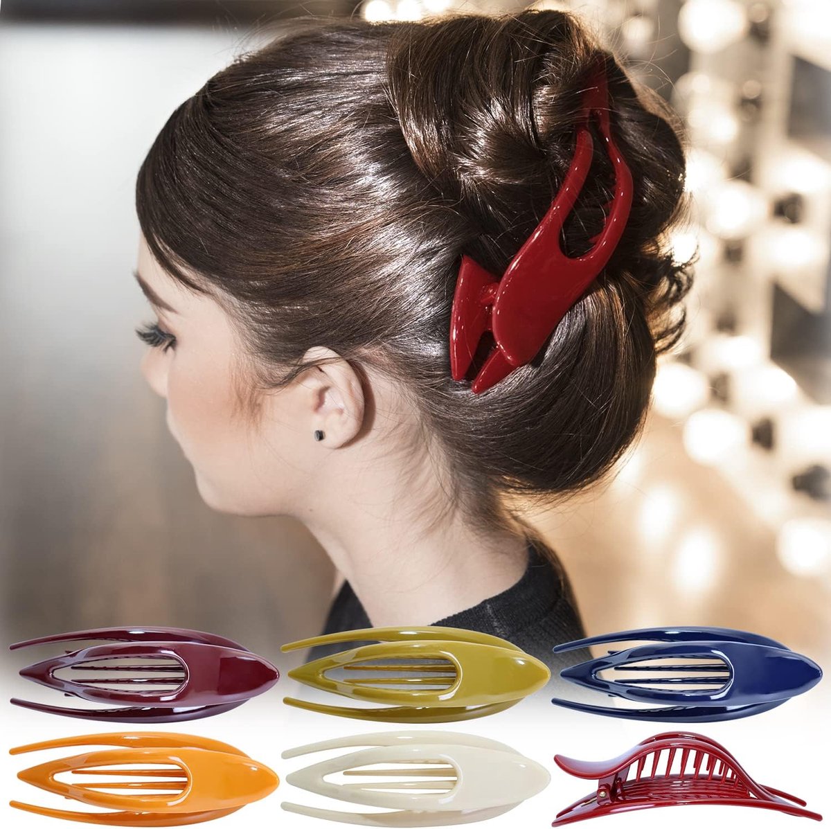 Platte Haarclips voor Dik Haar - Set van 6 Stuks met Sterke Grip en Modieus Ontwerp
