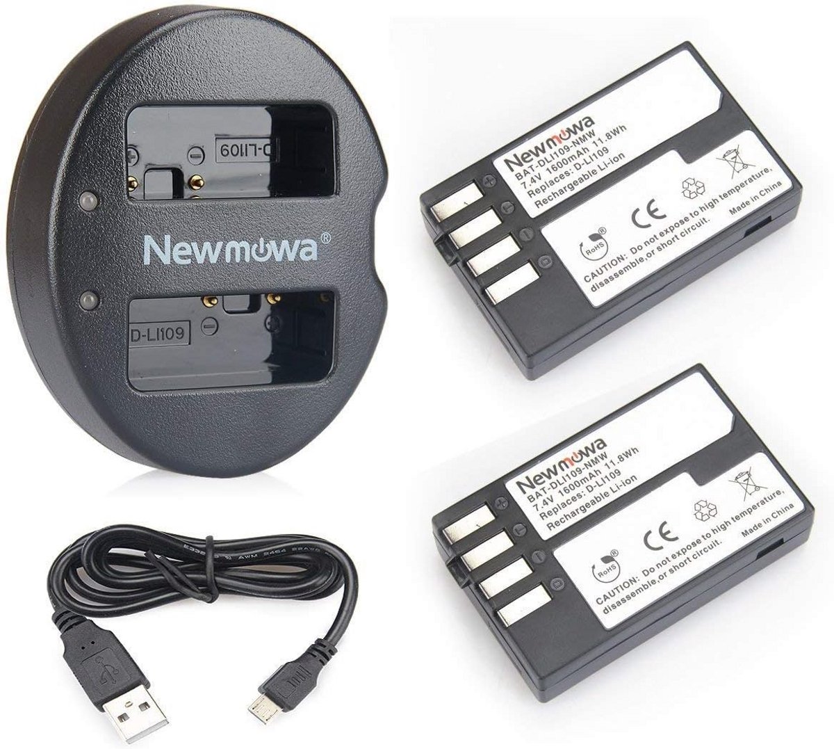 Vervangende D-LI109 Batterij en Draagbare USB Oplaadset voor Pentax Camera's