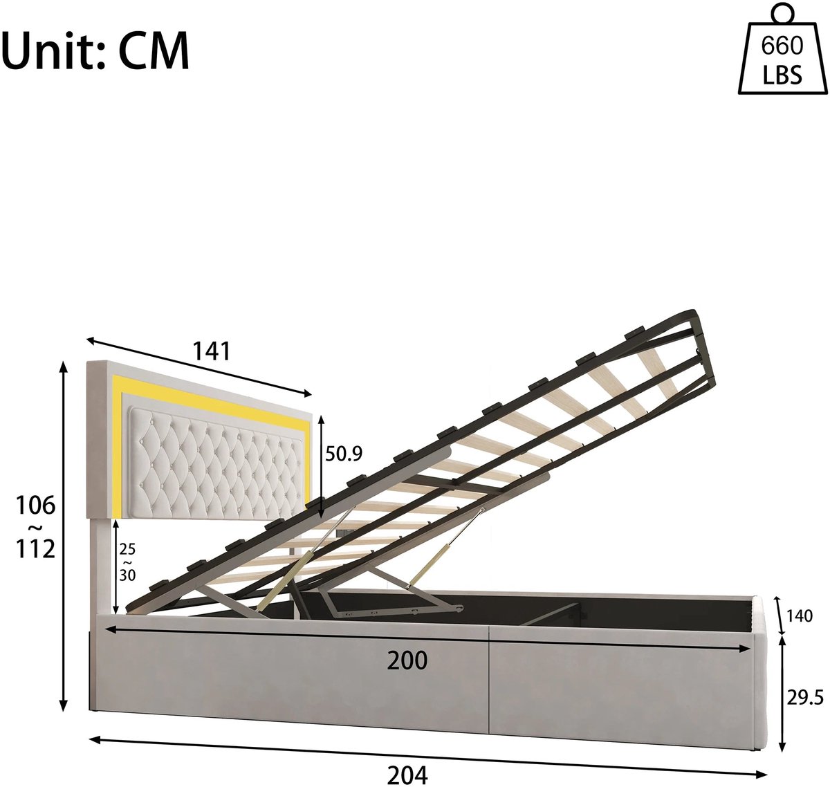 Corvance Boxspring Opbergbed 160x200 cm Beige Velvet - afbeelding 3